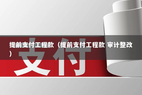 提前支付工程款(提前支付工程款 审计整改)