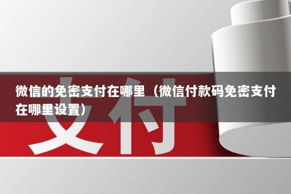 微信的免密支付在哪里(微信付款码免密支付在哪里设置)