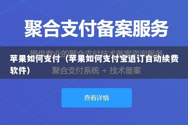 苹果如何支付(苹果如何支付宝退订自动续费软件)